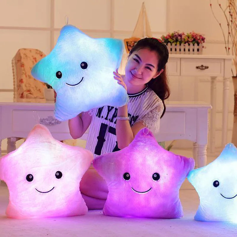 Glowing Colorful Stars Cushion Led Light Toys Gift For Kids Children Girls