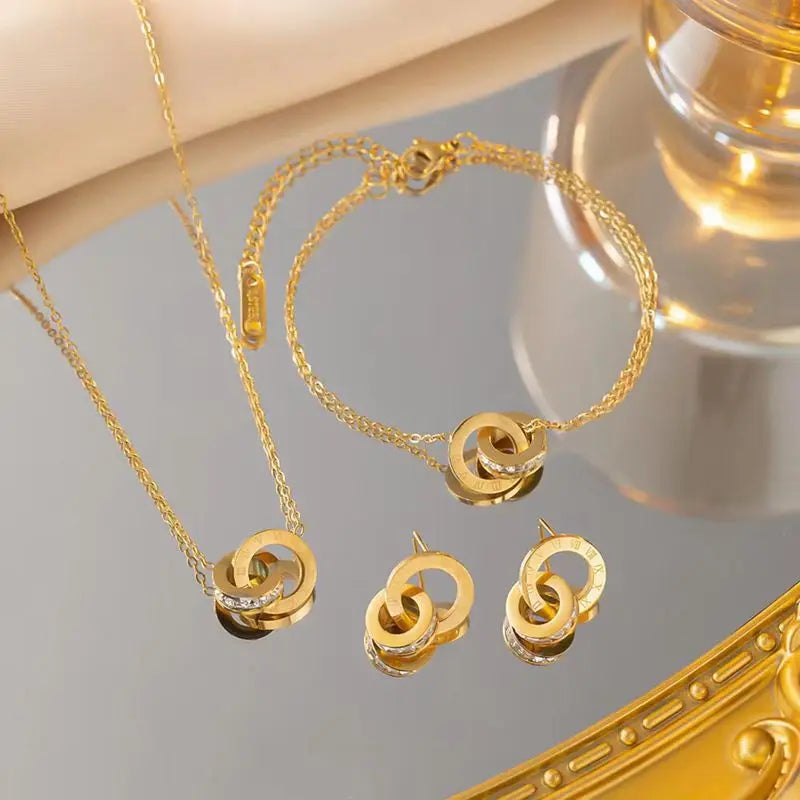 Pendant Necklace Earrings Bracelet Jewelry Set