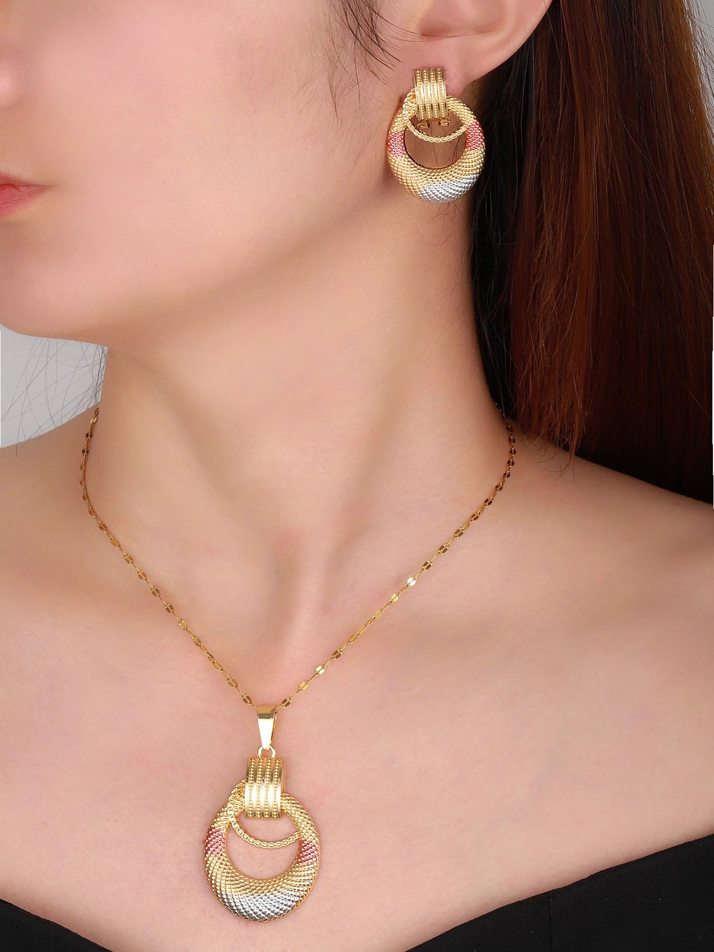Pendant Choker Necklace Stud Earrings Party Jewelry Set
