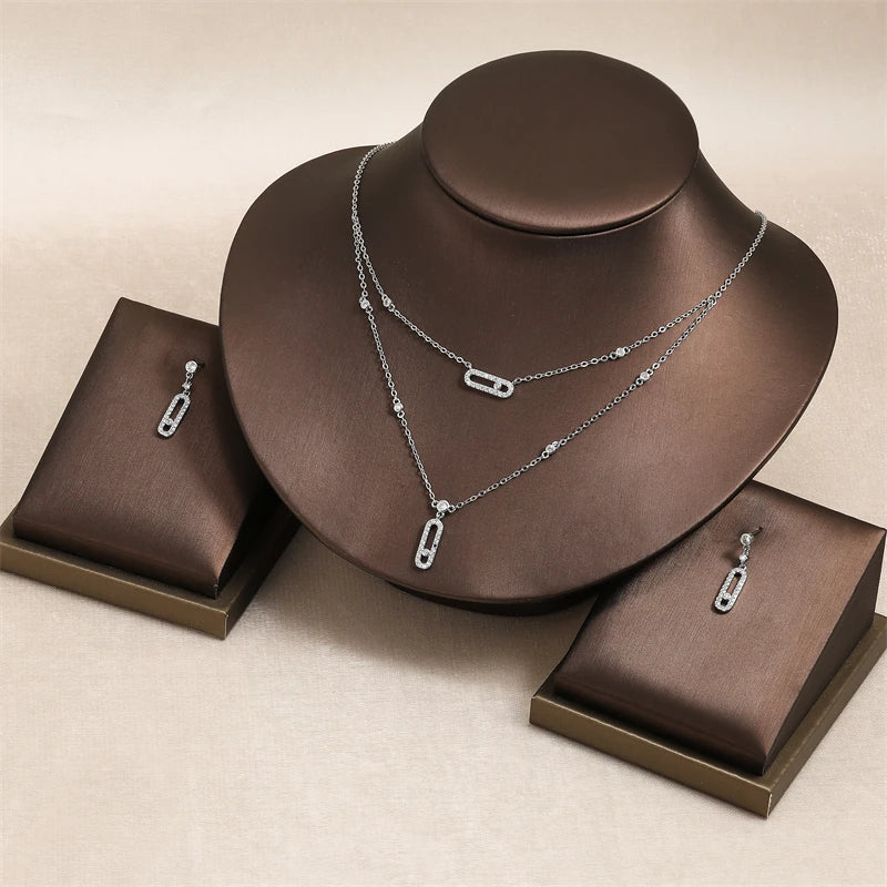 Zircon Ring Bracelet Party Jewelry Set Gifts