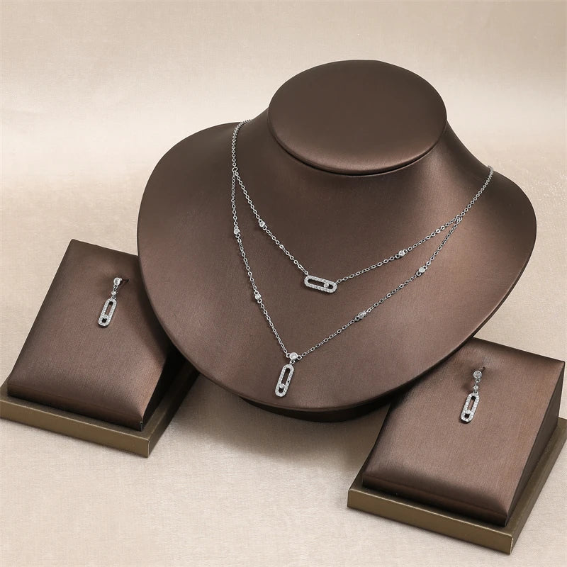 Zircon Ring Bracelet Party Jewelry Set Gifts