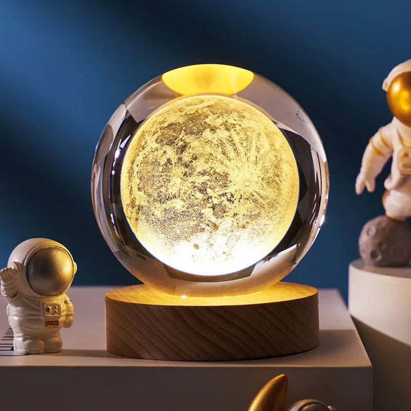3D Glass Globe Moon Crystal Ball Home Ornament Gifts