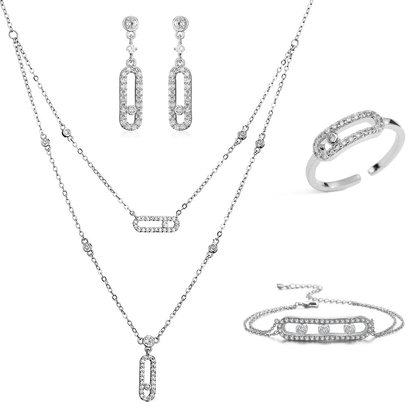 Zircon Ring Bracelet Party Jewelry Set Gifts