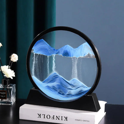 3D Moving Sand Art Picture Round Glass Home Decor Gift