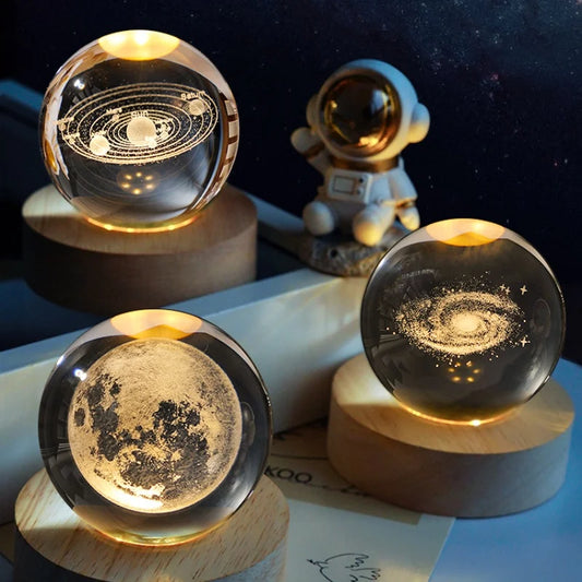 3D Glass Globe Moon Crystal Ball Home Ornament Gifts